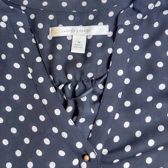 Lauren Conrad Polkadot Woman's Blouse Classy Shirt Top - Picture 6 of 12
